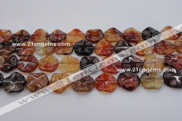 CAG6055 15.5 inches 20mm wavy coin dragon veins agate beads