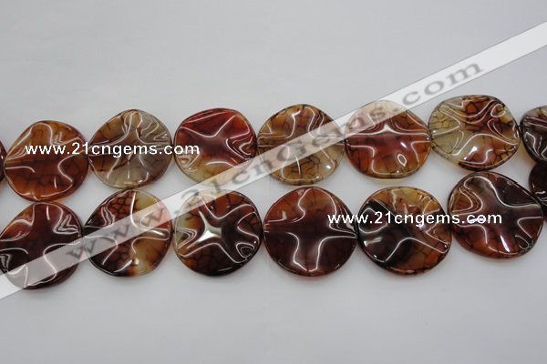 CAG6056 15.5 inches 30mm wavy coin dragon veins agate beads