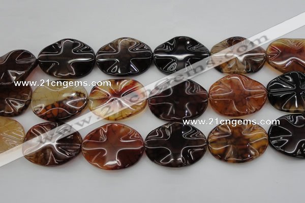 CAG6062 15.5 inches 30*40mm wavy oval dragon veins agate beads