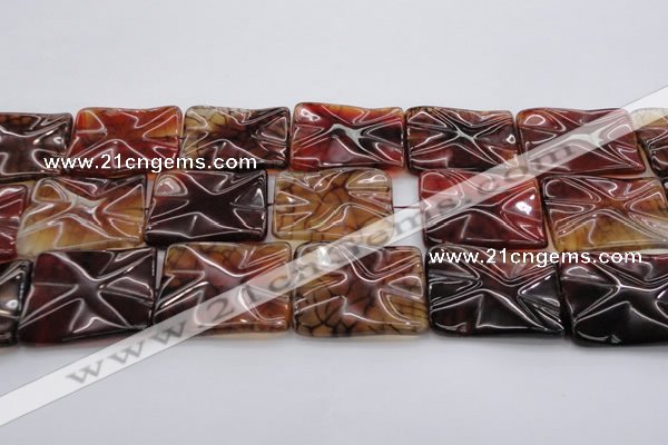 CAG6067 15.5 inches 30*40mm wavy rectangle dragon veins agate beads