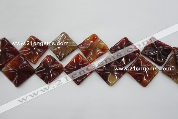 CAG6070 15.5 inches 20mm wavy diamond dragon veins agate beads