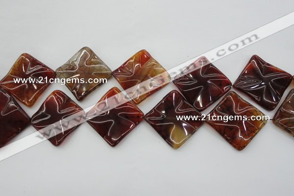 CAG6071 15.5 inches 30mm wavy diamond dragon veins agate beads