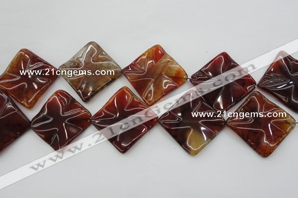 CAG6072 15.5 inches 40mm wavy diamond dragon veins agate beads