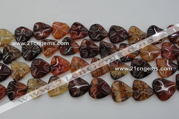 CAG6075 15.5 inches 20mm wavy triangle dragon veins agate beads