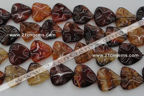 CAG6077 15.5 inches 40mm wavy triangle dragon veins agate beads