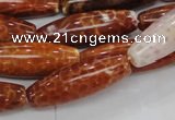 CAG608 15.5 inches 10*30mm rice natural fire agate beads wholesale