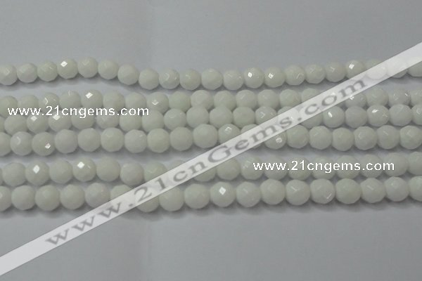 CAG6101 15.5 inches 6mm faceted round white agate gemstone beads