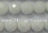 CAG6102 15.5 inches 8mm faceted round white agate gemstone beads