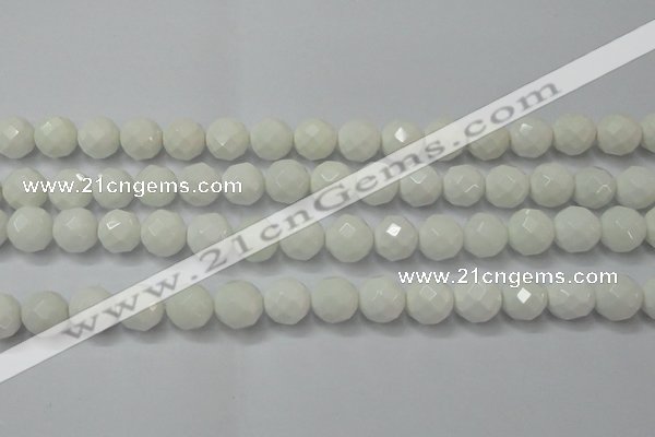 CAG6102 15.5 inches 8mm faceted round white agate gemstone beads