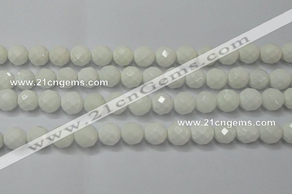 CAG6103 15.5 inches 10mm faceted round white agate gemstone beads