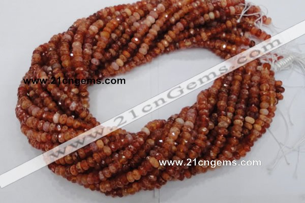 CAG611 15.5 inches 4*6mm faceted rondelle natural fire agate beads