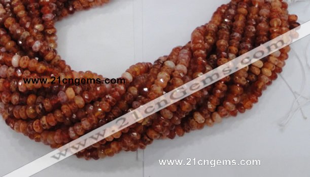 CAG612 15.5 inches 6*10mm faceted rondelle natural fire agate beads