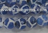 CAG6120 15 inches 8mm faceted round tibetan agate gemstone beads