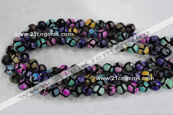 CAG6130 15 inches 8mm faceted round tibetan agate gemstone beads