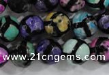 CAG6131 15 inches 10mm faceted round tibetan agate gemstone beads