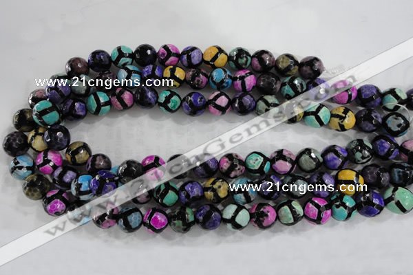 CAG6132 15 inches 12mm faceted round tibetan agate gemstone beads