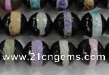 CAG6136 15 inches 10mm faceted round tibetan agate gemstone beads