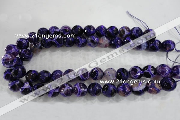 CAG6145 15 inches 10mm faceted round tibetan agate gemstone beads