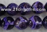 CAG6146 15 inches 12mm faceted round tibetan agate gemstone beads