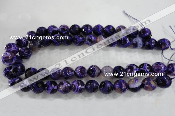 CAG6146 15 inches 12mm faceted round tibetan agate gemstone beads