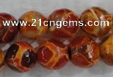 CAG6151 15 inches 12mm faceted round tibetan agate gemstone beads