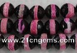 CAG6155 15 inches 8mm faceted round tibetan agate gemstone beads