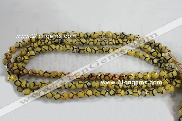 CAG6168 15 inches 14mm faceted round tibetan agate gemstone beads