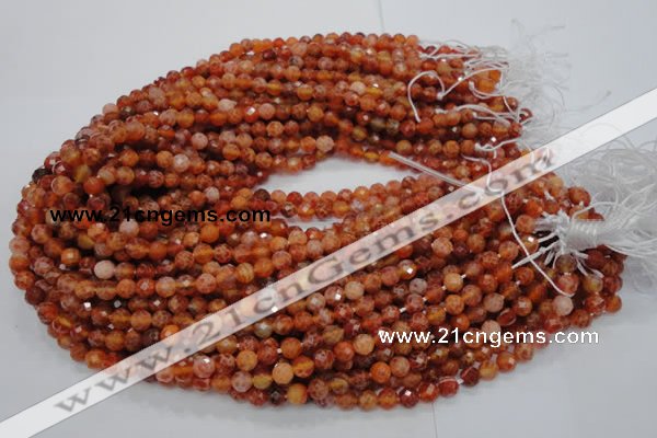 CAG618 15.5 inches 4mm faceted round natural fire agate beads