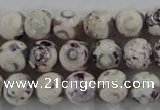 CAG6181 15 inches 12mm faceted round tibetan agate gemstone beads