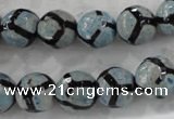 CAG6186 15 inches 10mm faceted round tibetan agate gemstone beads