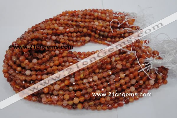 CAG619 15.5 inches 6mm faceted round natural fire agate beads