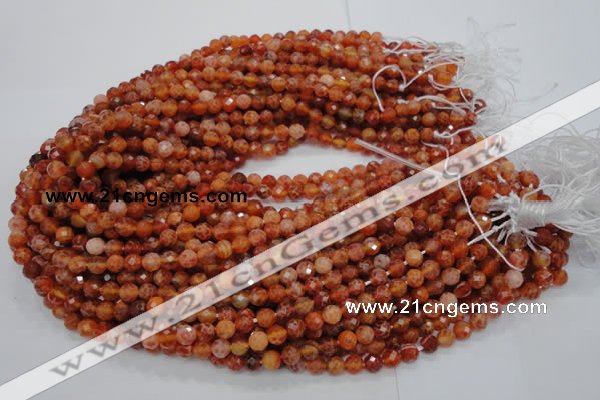CAG620 15.5 inches 8mm faceted round natural fire agate beads