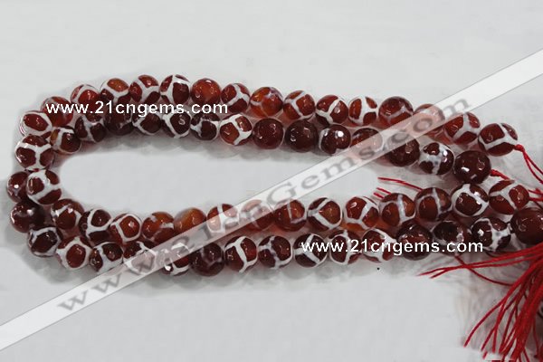 CAG6200 15 inches 8mm faceted round tibetan agate gemstone beads