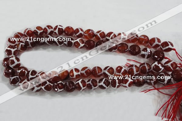 CAG6202 15 inches 12mm faceted round tibetan agate gemstone beads