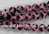 CAG6210 15 inches 8mm faceted round tibetan agate gemstone beads