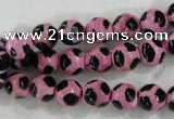 CAG6211 15 inches 10mm faceted round tibetan agate gemstone beads