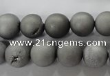 CAG6224 15 inches 12mm round plated druzy agate beads wholesale