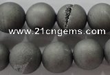 CAG6225 15 inches 14mm round plated druzy agate beads wholesale