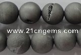 CAG6226 15 inches 16mm round plated druzy agate beads wholesale