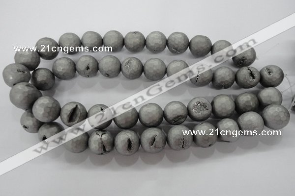 CAG6233 15 inches 10mm faceted round plated druzy agate beads