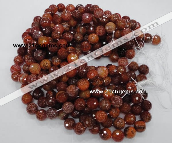 CAG624 15.5 inches 16mm faceted round natural fire agate beads