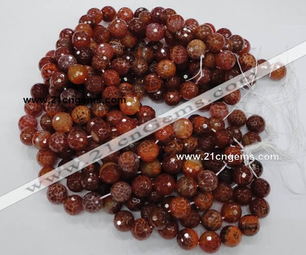 CAG625 15.5 inches 18mm faceted round natural fire agate beads