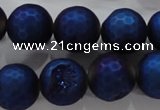 CAG6252 15 inches 8mm faceted round plated druzy agate beads