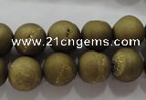 CAG6274 15 inches 12mm round plated druzy agate beads wholesale