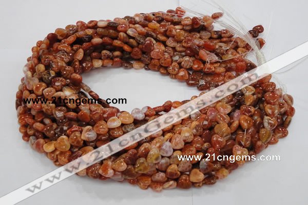 CAG628 15.5 inches 10*10mm heart natural fire agate beads wholesale