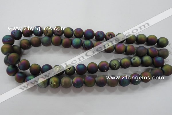 CAG6282 15 inches 8mm round plated druzy agate beads wholesale