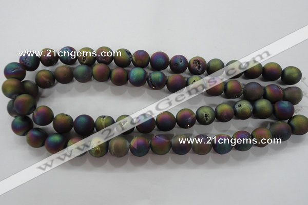 CAG6283 15 inches 10mm round plated druzy agate beads wholesale