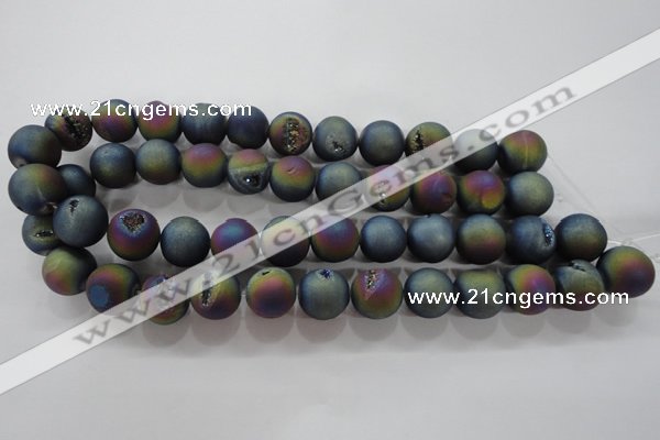 CAG6284 15 inches 12mm round plated druzy agate beads wholesale