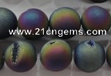 CAG6285 15 inches 14mm round plated druzy agate beads wholesale