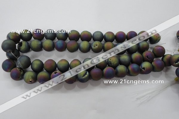 CAG6285 15 inches 14mm round plated druzy agate beads wholesale